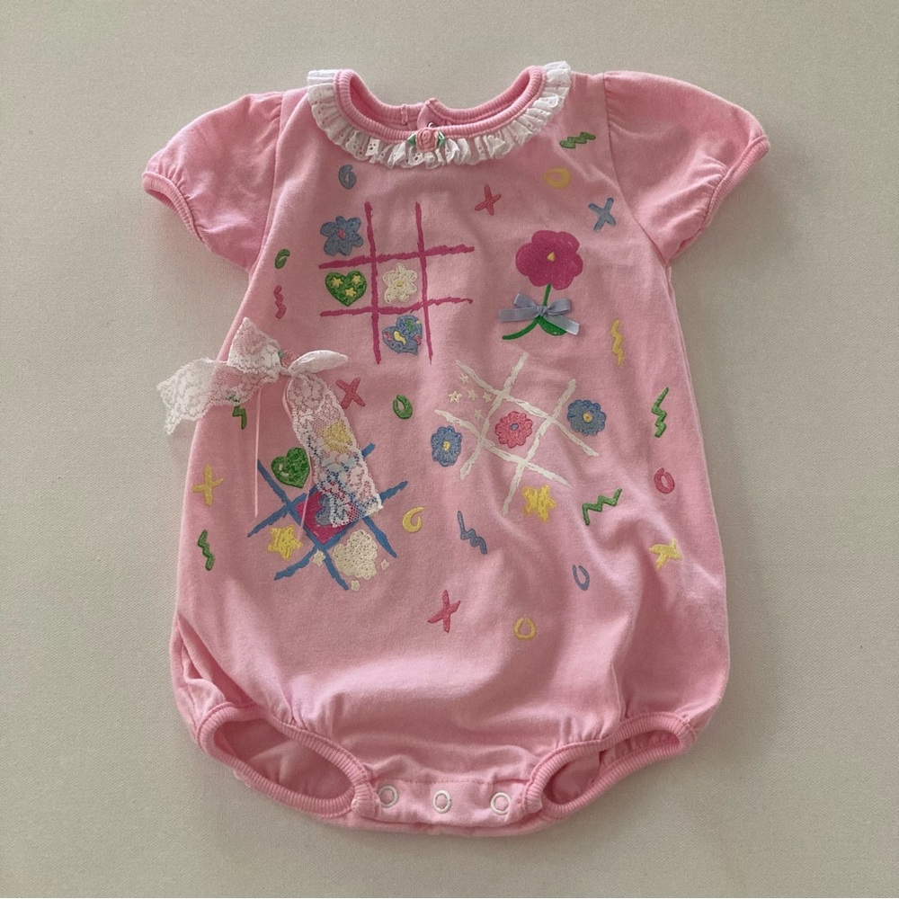 Vintage Buster Brown Baby Girl 18 Months Pink Romper Spring Summer Easter
